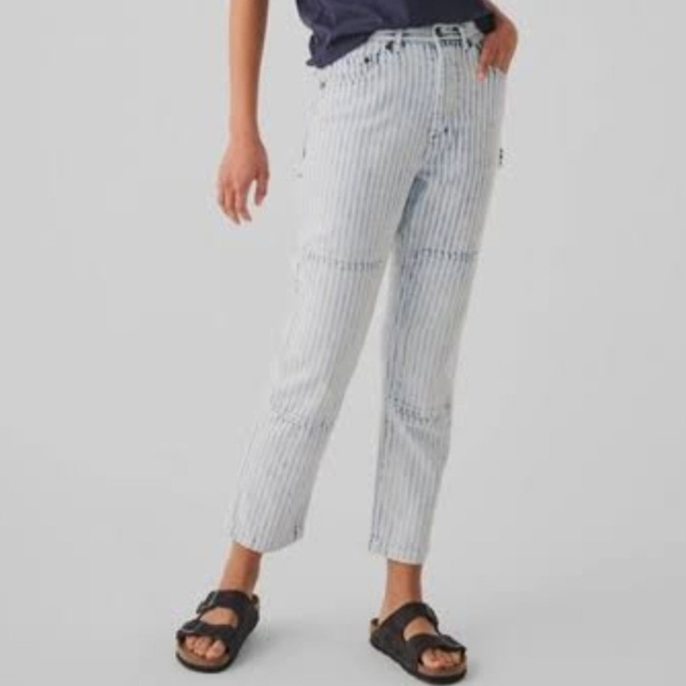 Faherty Topsail Carpenter Pants Women 27 Railroad Stripe Cotton Utility